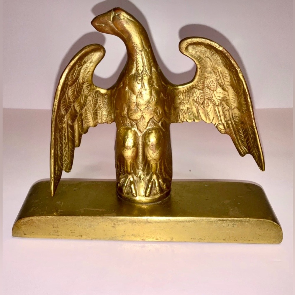 Solid Brass Eagle Figure – Marked VCM – Mid-Century Decor Heavy !